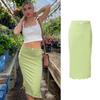 Women Summer Solid Colors Side Slit Maxi Skirt Summer Hip Wrap Skirt