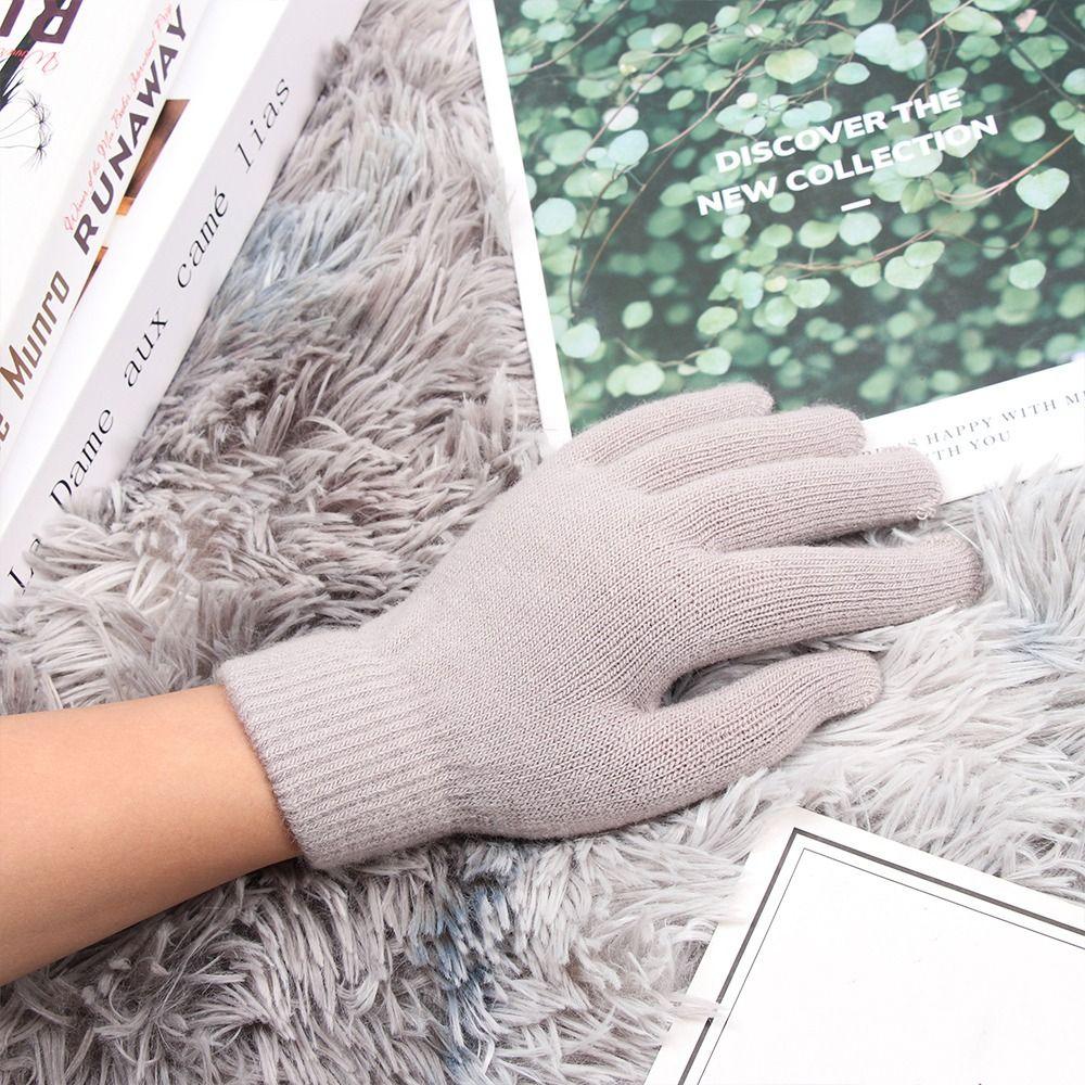 Зимние теплые перчатки с полными пальцами Плюшевая подкладка Женские Мужские Варежки Ребристые Вязаные Перчатки Для Повседневной Носки