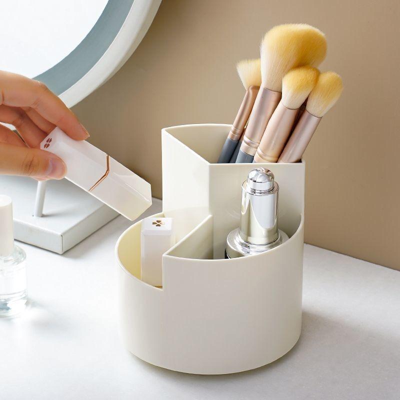 Вращающийся держатель для ручек, ящик для хранения карандашей, настольный офисный канцелярский многофункциональный органайзер для кистей для макияжа
