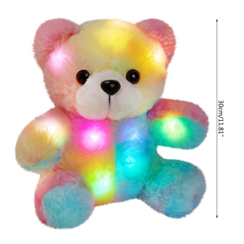 Glow Guards-oso de peluche de arcoíris con luz Musical, almohada de animales con luz LED, regalos de cumpleaños y vacaciones para niños