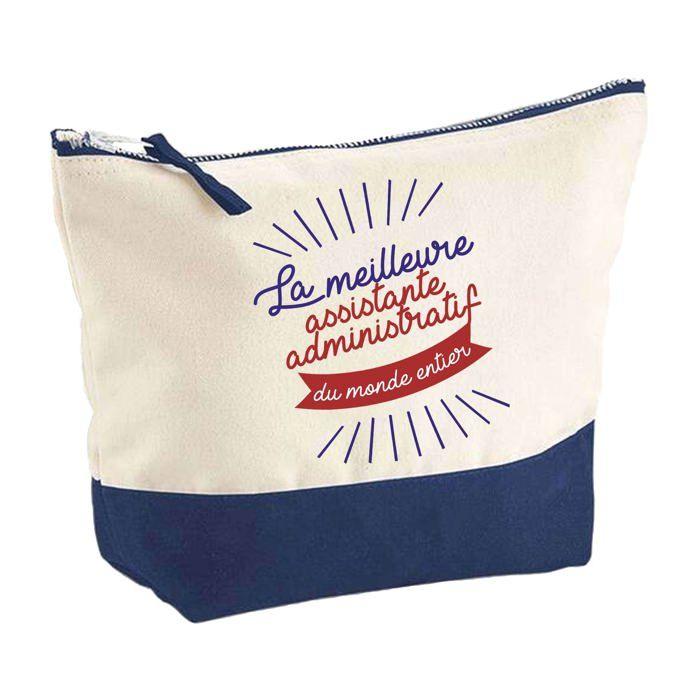 Trousse de maquillage - PLANETEE - Meilleure assistante administratif du monde - Grand format - Coton - Impression HD