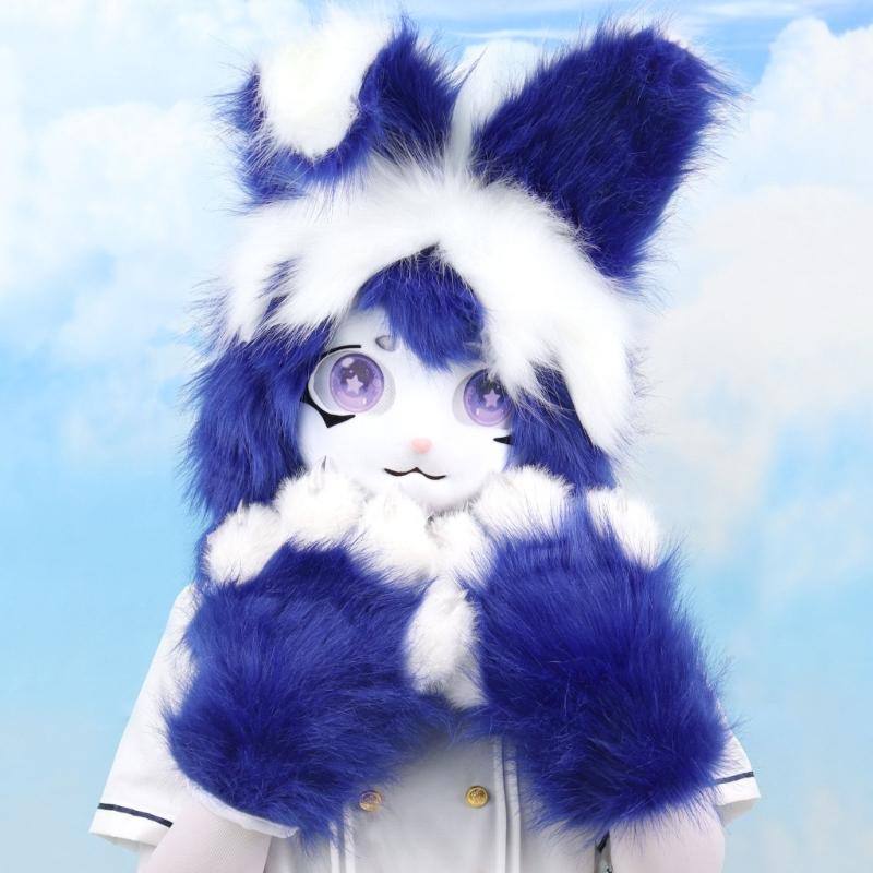 Пушистая голова животного Кролик Фурсьют Маска-вырез Хэллоуин Маскарад Косплей Костюм Реквизит Головной убор кролика для детей и взрослых