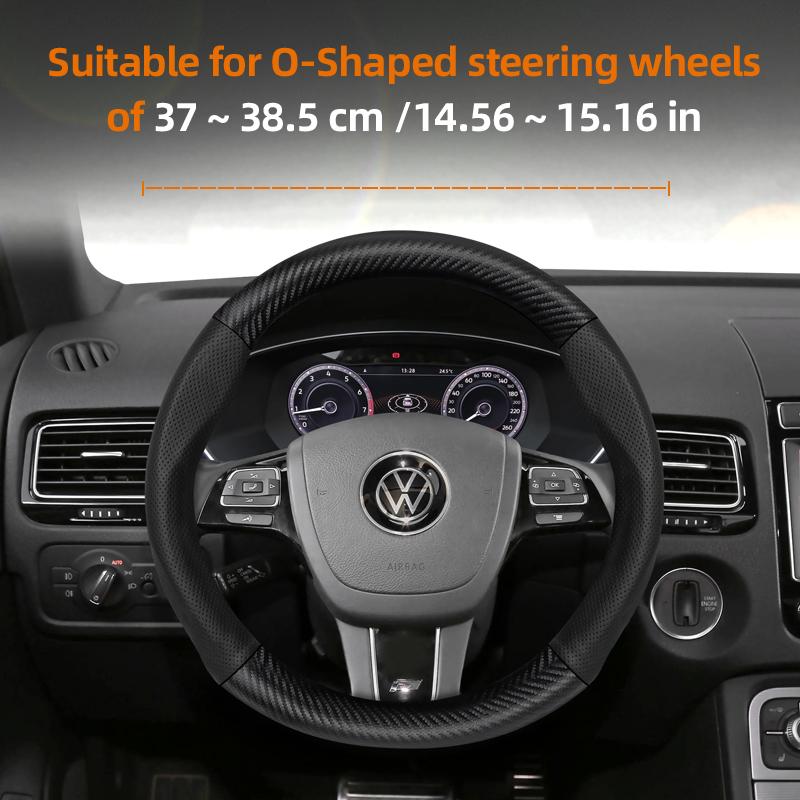 vcxja9 Suitable for Volkswagen Breathable Leather Matte Carbon Fiber Texture Steering Wheel Cover Suitable for Polo Golf 5 6 7 Gol Cc Passat B6 B8