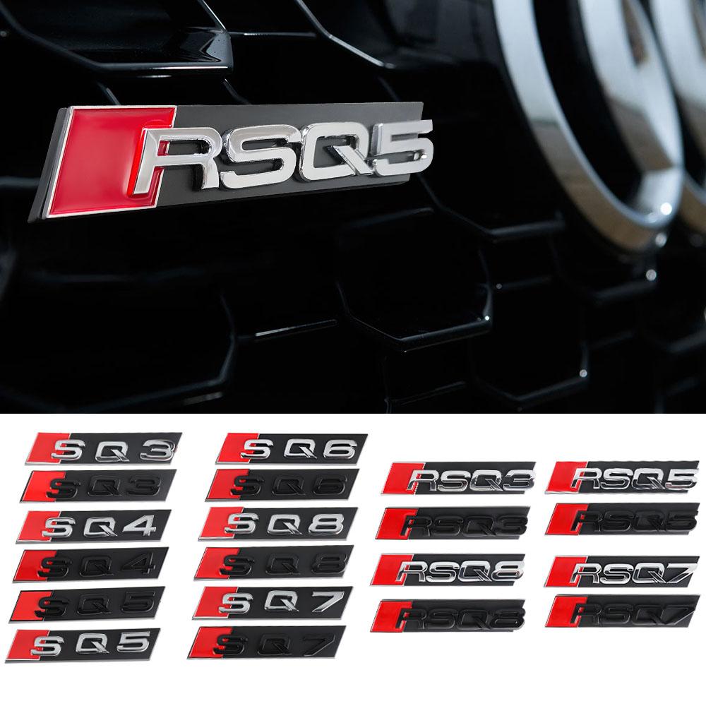2026 3D Car Front Grille Emblem Badges Decor Accessories for Audi RS3 RS4 RS5 RS6 RS7 RS8 SQ3 SQ4 SQ5 SQ6 SQ7 SQ7 RSQ3 RSQ5 RSQ7 RSQ8