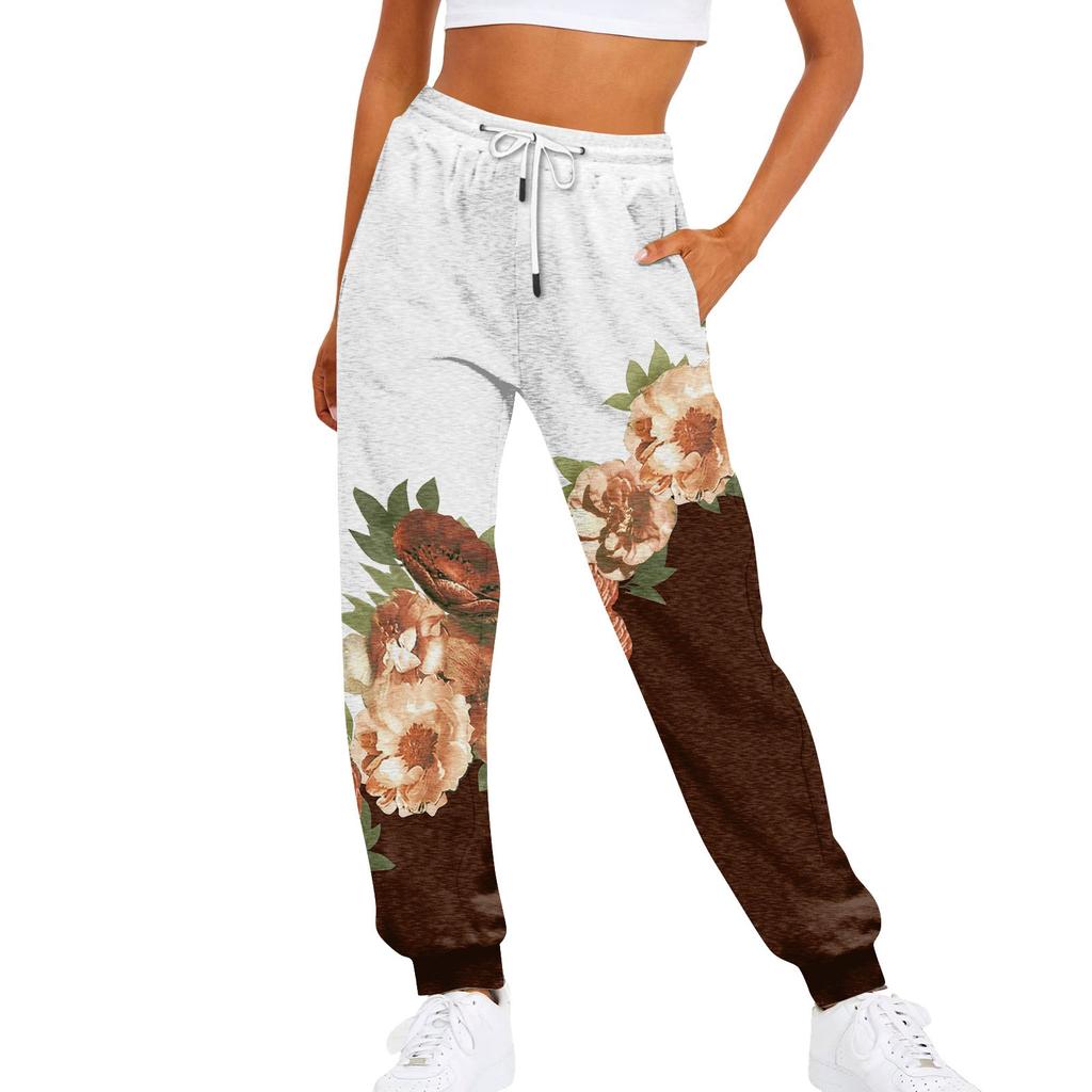 Women's Casual Fashion Sweatpants Printed Pants Elastic Waist Drawstring Pants