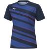 Mizuno Table Tennis Game Short JTTA Size L Shirt, Sleeve, U-Neck, Moisture-Wicking, Quick-Drying, Certified, 82JAA214, Women's, Navy,