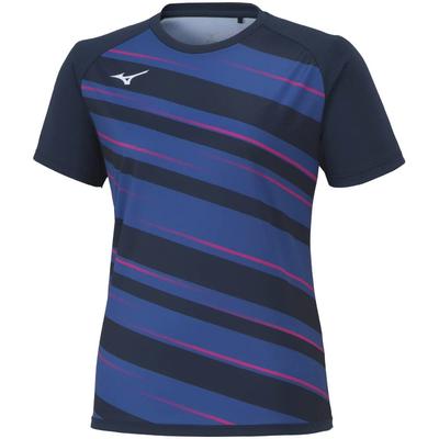 Mizuno Игровой шорт для настольного тенниса JTTA Размер S Рубашка, Рукав, Круглый вырез, Влагоотводящий, Быстросохнущий, Сертифицированный, 82JAA214, Женский, Темно-синий,
