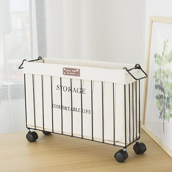 Nordic Style Iron Storage Basket with Wheels for Books, Snacks, Magazines, Yoga Mats & Sports Equipment