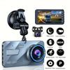 Dash Cam 1080P Dual Lens DVR Car Driving Recorder 4 Inch LCD Screen 170° Wide Angle, G-Sensor, WDR, Parking Monitor, Loop Recording, Motion Detection