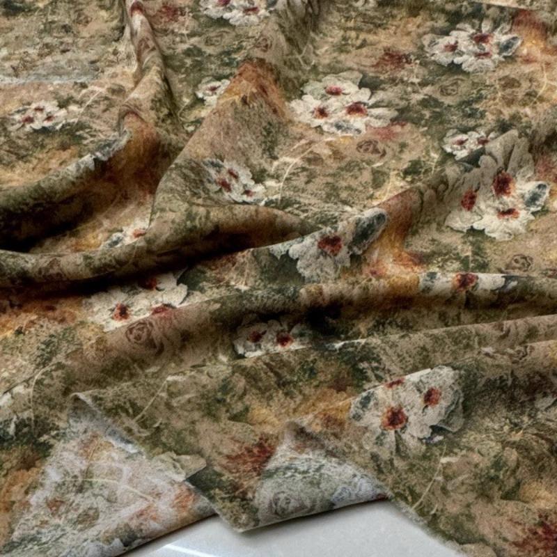 100x150cm Floral Printed Style Fabric Summer Silk Chiffon Fabric for Diy Sewing Soft Comfortable Dress Shirt Pajamas Pants