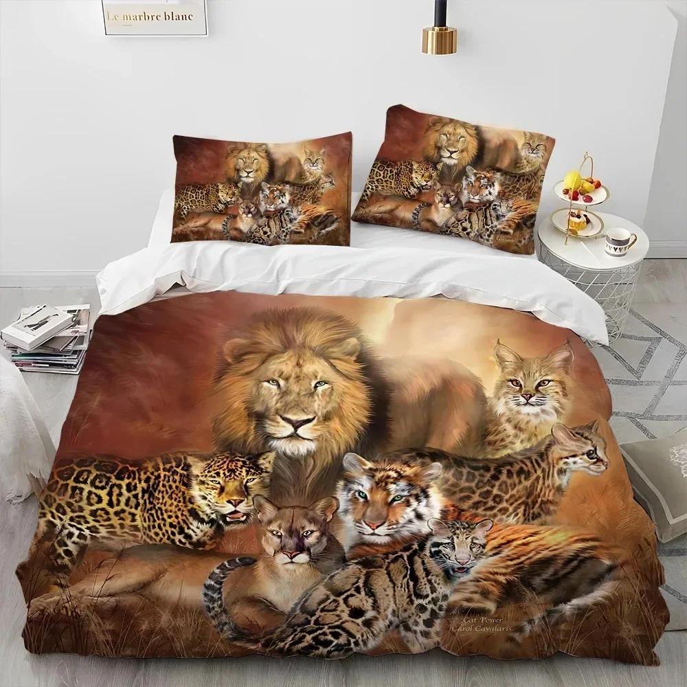 3D Tiger Rose Leopard Animal Luxury Comforter Bedding Set,Duvet Cover Bed Set Quilt Cover Pillowcase,King Queen Size Bedding Set
