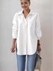 Women's 2024 Fashion: Elegant Oversized Long-Sleeve Lapel Shirt with Slit Hem - Perfect for Spring and Autumn Workwear