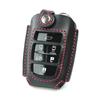 Genuine Leather Smart Key Case for Toyota Compatible with and Voxy [Kecha-ya] Alphard, Vellfire, Noah, (toyot@a-av6B) (Black/Red)