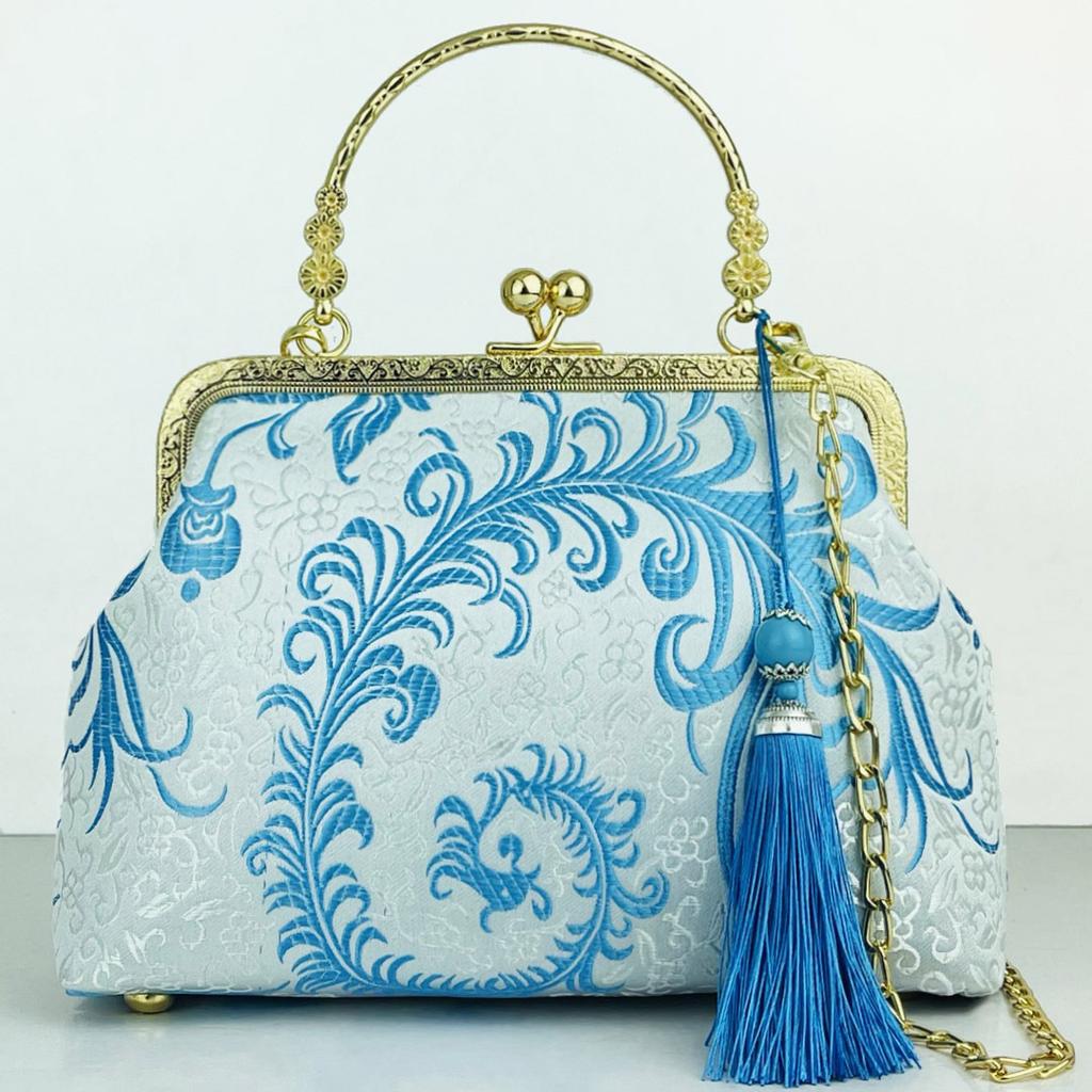 Fashion Silk Bag Tote Shoulder Crossbody Chain Women Handbag Embroidery Chinese Cheongsam Female   Bags Clutch Purse