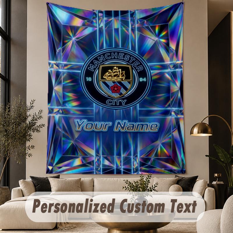 Custom Text Tapestry Manchester City Print Wall Tapestry Indoor Living Room Wall Decor
