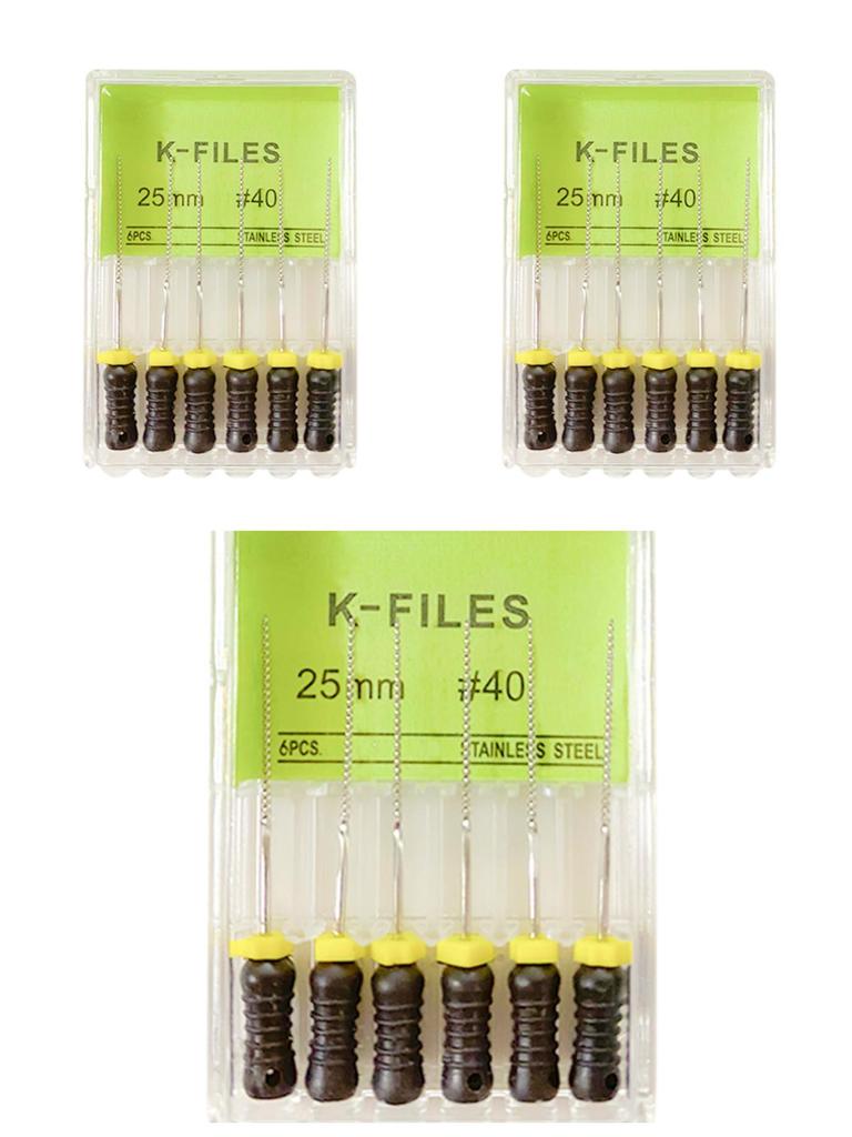 3boxes,6Pcs/Box Dental K Files 21mm/25mm Hand Use Files Stainless Steel Root Canal Files Dentistry Endodontic Instruments