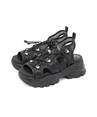 Спортивные сандалии с прозрачными вставками и украшениями PR35183 BLACK S