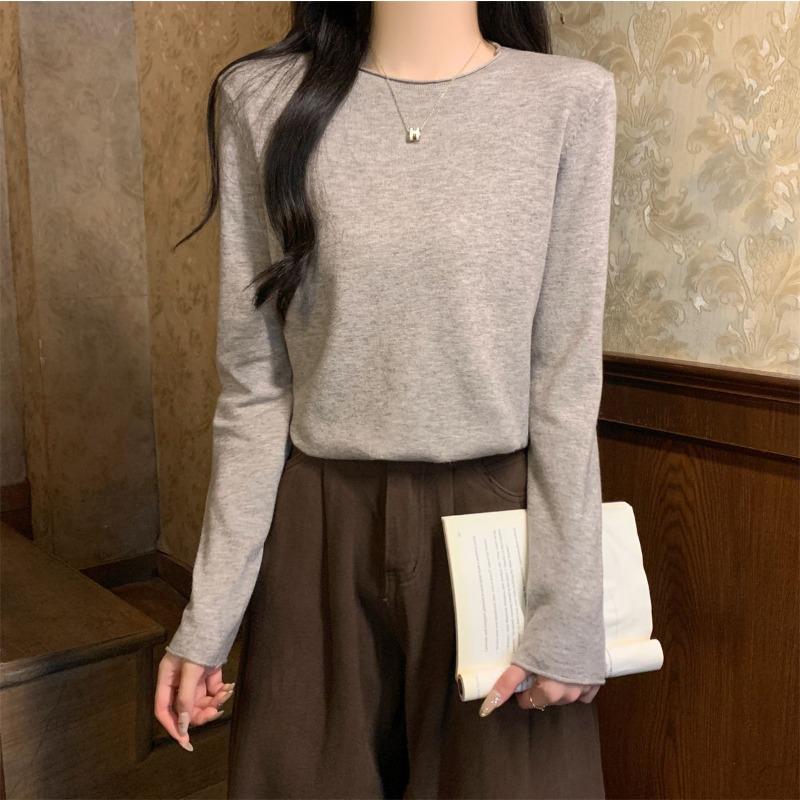 Свитер с плечами женский мягкий восковой внутренний вязаный свитер осень и зима повседневный простой базовый топ с длинными рукавами