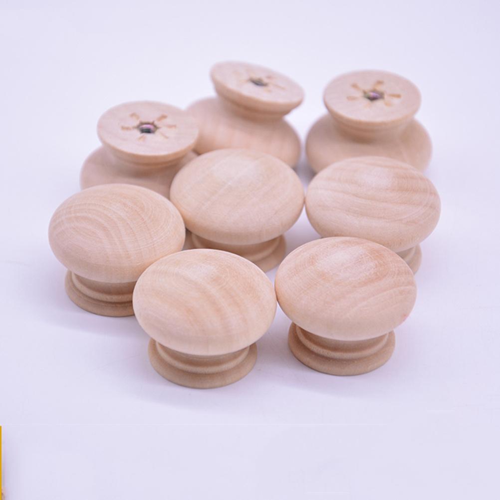 15Pcs Round Beech Wood Drawer Pull Knobs Chic Wooden Cabinet Handle Single Hole Cupboard Pull Knobs for Home Office
