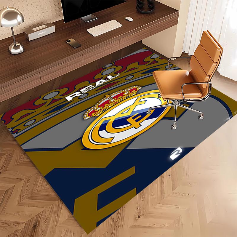 1pc Real Madrid logo Print Area Rug - Soft, Washable Non-Slip Indoor Mat, Living Room, Home Office Decorative Rug,Office Decorative