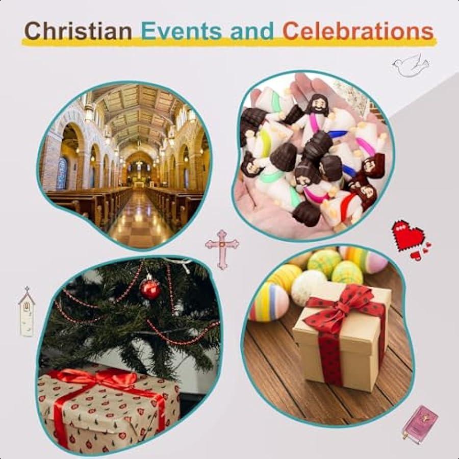 20 шт. Фигурки Маленького Иисуса Мини-фигурки Иисуса оптом Крошечные фигурки Иисуса Мини-пластиковые фигурки Библейские фигурки на Пасху Религ