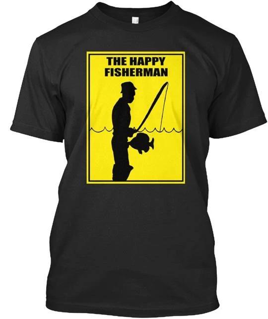 The Happy Fisherman 100% Cotton T-shirt Mens Tees Top Made in the USA T-Shirt Tee Top Unisex