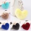 1PC PomPom Love Heart Key Chains Plush Ball Fur Fluffy Fashion Handbag Jewelry Women Car Decoration