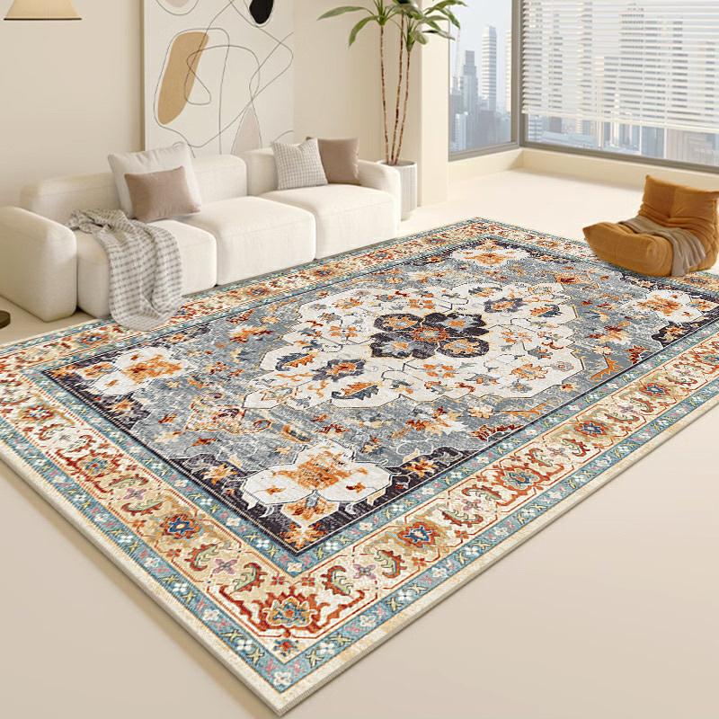 Большой моющийся винтажный шотландский тартан и пейсли - Низкий ворс, не линяет, с нескользящей резиновой основой, серый, бежевый, коричневый