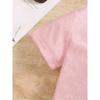 Girls Crew Neck Short Sleeve T-Shirt with Cartoon Blue Stars & Bow Print