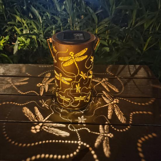 Уличный солнечный фонарь с ручкой, металлическая декоративная лампа в виде стрекозы, IP55, водонепроницаемый сад, задний двор, крыльцо, патио, лужайка, подвесной светильник