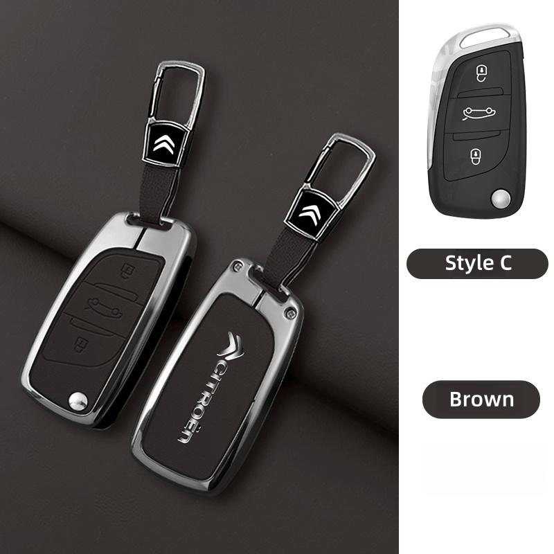 YKFEA1 Zinc Alloy Leather Car Key Case Cover For Citroen C1 C2 C3 C4 C5 C6 C4L Berlingo Picasso Jumpy Nemo Aircross Sega C5 X VTS C3 XR