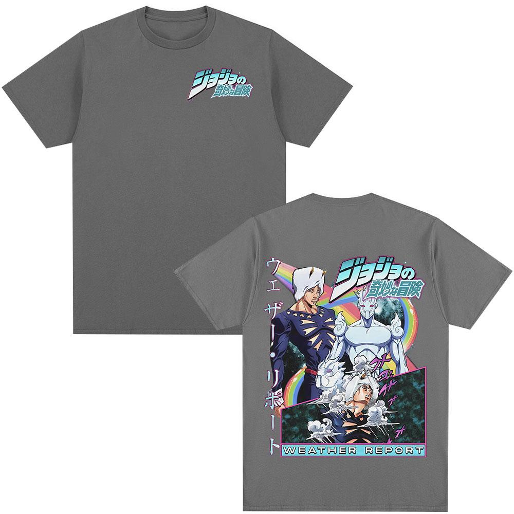 Аниме JoJo's Bizarre Adventure Футболка Погодный Доклад Графические Футболки Мужские Женские Мода Повседневная Футболка с Коротким Рукавом Уличная Одежда