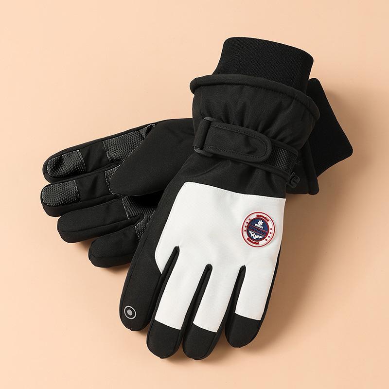 Лыжные перчатки для мужчин и женщин, для активного отдыха, для велоспорта, водонепроницаемые и нескользящие, с сенсорным экраном, утолщенные, с плюшевой подкладкой, теплые перчатки для осени и зимы