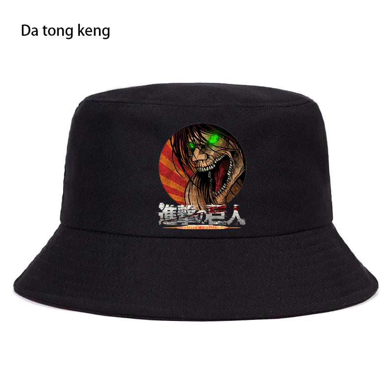Летняя шляпа японского аниме «Атака Титанов», женская панама-ведро унисекс, дизайнерский плоский козырек, шляпа рыбака в стиле аниме 90-х годов