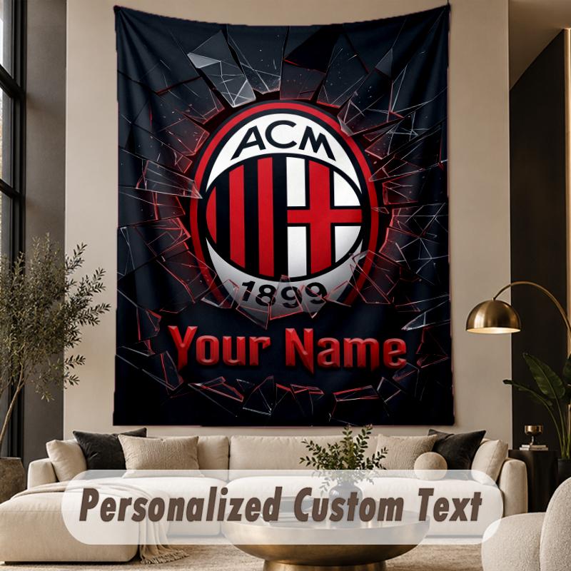 Custom Text Tapestry AC Milan Print Wall Tapestry Indoor Living Room Wall Decor