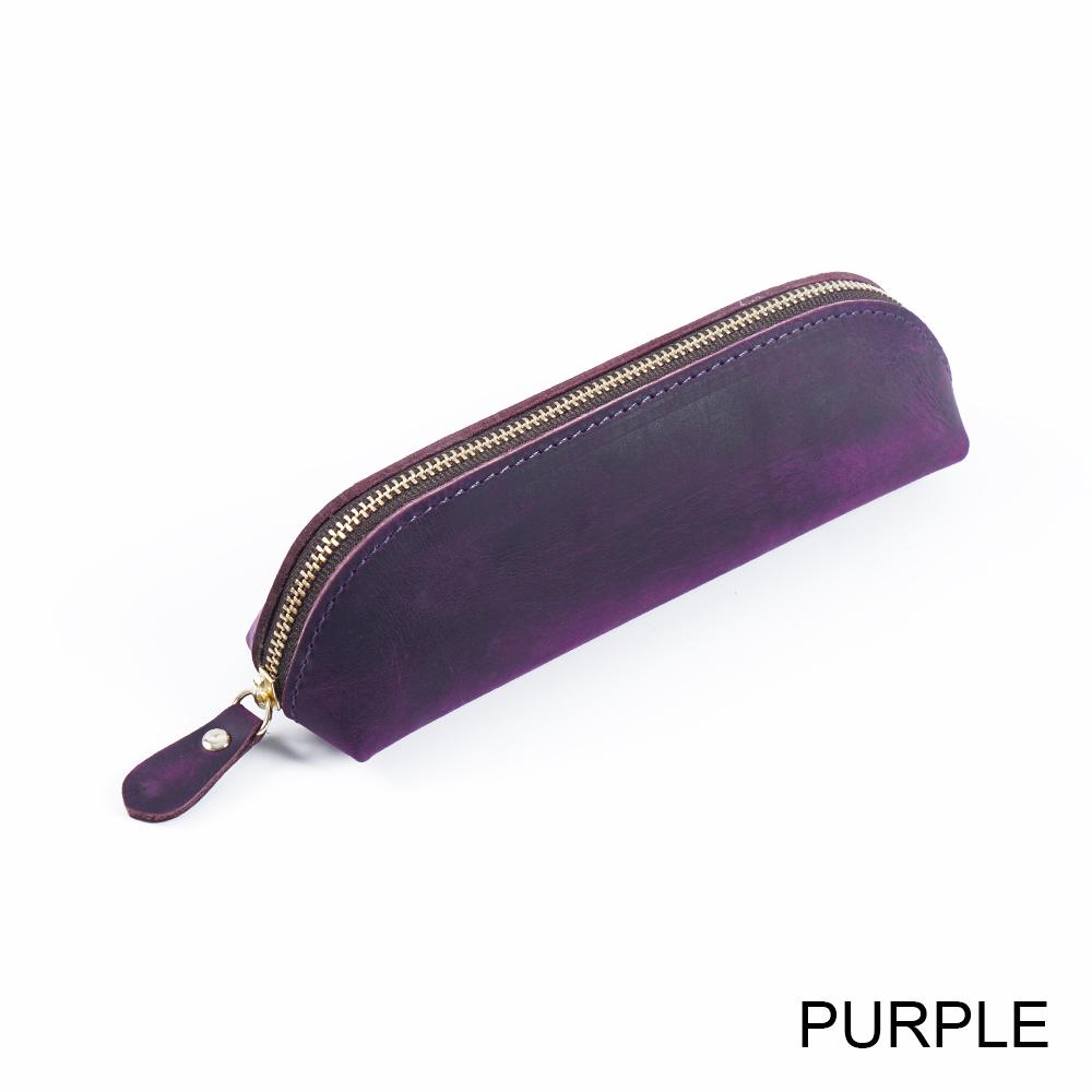 Vintage Zipper Leather Pencil Case Perfect Size Storage for Men & Women Stationery & Makeup Utensils