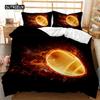 Fire Youth Sports Teens Bedding Set Football Double Queen King Size Polyester Qulit Cover with Football Duvet Cover Set Football Tool