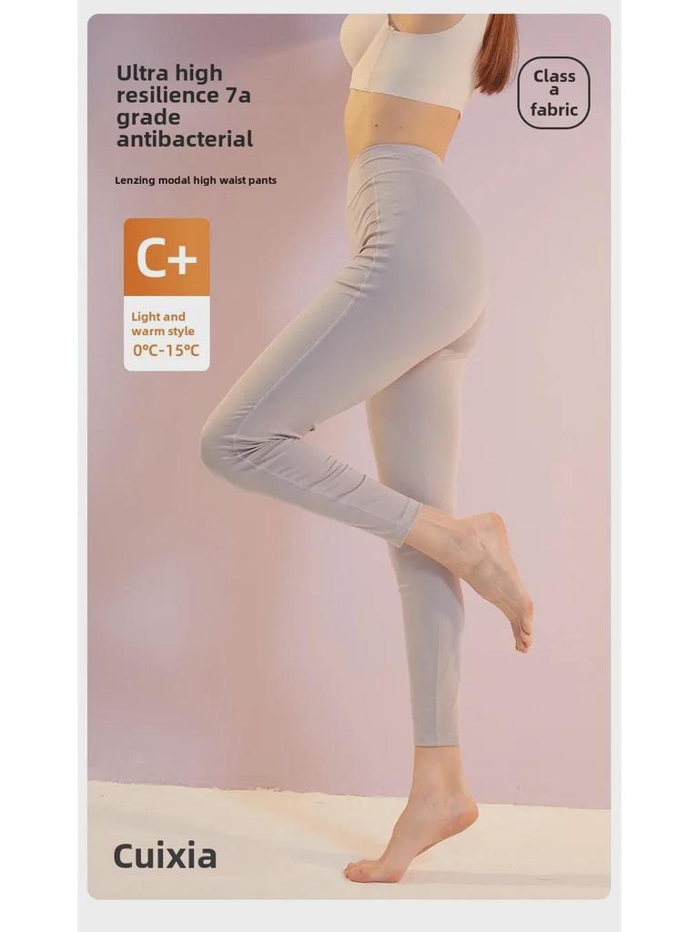 Женские осенние леггинсы Lenzing Modal 80-Count с высокой талией - антибактериальные, бесшовные, высокоэластичные теплые брюки