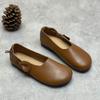 Spring Leather Handcrafted Round Head Cowhide Soft Soles Flat Casual Women's Shoes