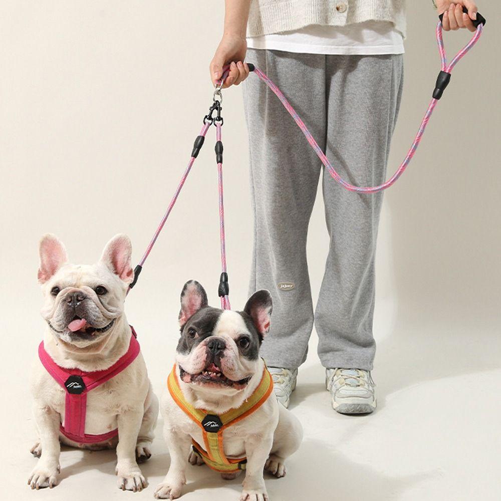 Wave Pattern Two Dog Lead Rope Anti-Winding Pet Walking Rope Anti-Tangle Dual Dog Leash Small Dogs