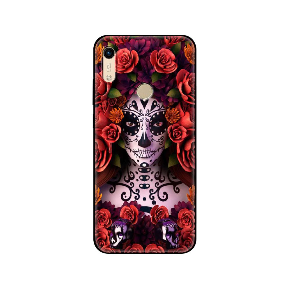 Black Tpu Case For Huawei Honor 8a 8s Prime 9 Lite Honor 9A 9C 9X Premium 9x Pro 9S Case Catrina Beautiful Rose Girl Skull Art