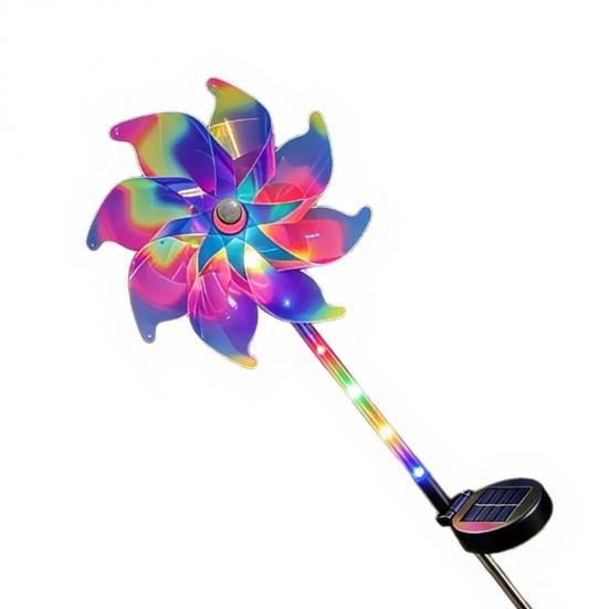 Solar Pinwheel Light Kinetic Light with Color Wind Spinner Garden Changing LED Glow