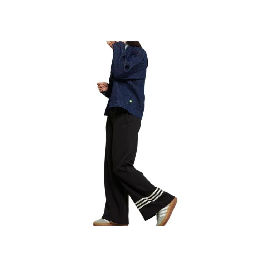 Adidas Оригинальные широкие брюки с эластичной резинкой на талии и трилистником, женские брюки, черные IB7307