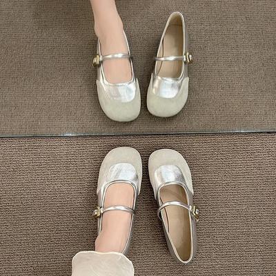 С юбкой мягкая подошва одинарная обувь женская 2025 новая французский темперамент Мэри Джейн женская обувь балетки с мелким вырезом нежные балетки