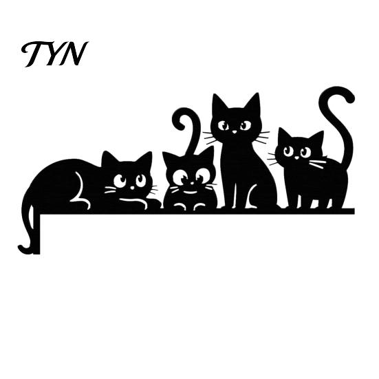 Black Cat Wall Sculptures Metal Door Topper, Cute Cats Frame Decor, Art, Modern Living Room Accents Minimalist Home Decoration for Bedroom Entryway,