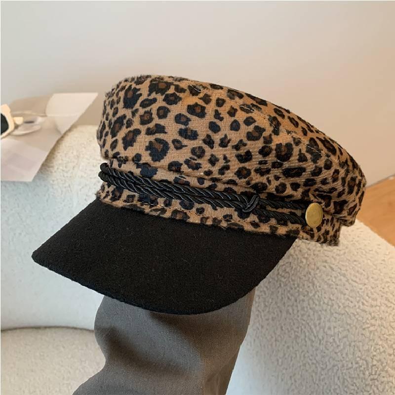 Леопардовый берет Унисекс Универсальный Дышащий Оверсайз Дизайн Унисекс