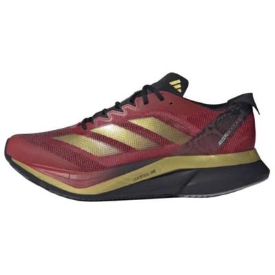 Adizero Boston 12 Противоскользящие Износостойкие Кроссовки для Бега с Низким Верхом Унисекс Красные Золотые Кроссовки JS1919