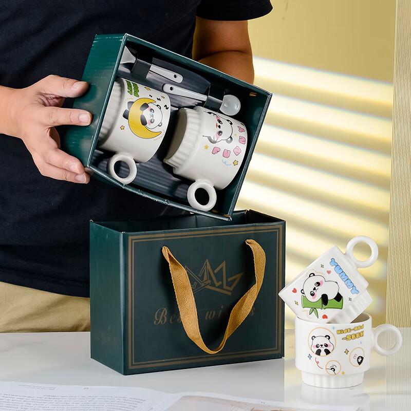 Керамический набор кофейных кружек с ложками на тему Маджонг (4-Pack)
