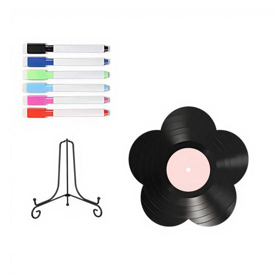Customizable Record Art Flower Vinyl Ornament, DIY Custom Board, with Retro Display Stand Design, Personalized Birthday Anniversary Message Board Hand