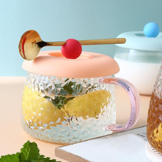 Силиконовая крышка для чашки с шаровидной ручкой. Держатель для ложки. Пищевая термостойкость. Пыленепроницаемая. Герметичная универсальная круглая чашка. Стеклянная крышка для кружки.